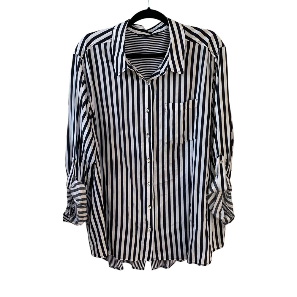 Jane and Delancey Black and White Striped Blouse